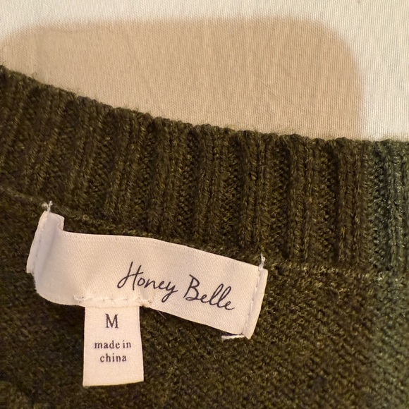 Honey Belle Olive Green and Cream Sweater Size Medium NWOT - Picture 5 of 5